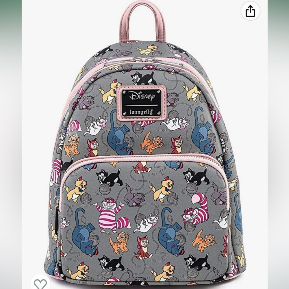 Loungefly Disney Cats Faux Leather Womens Double Strap Shoulder Bag Purse